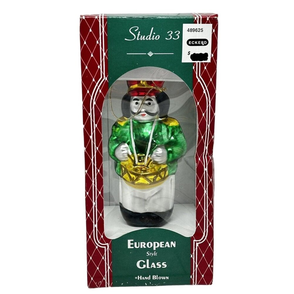 Studio 33 Christmas Soldier Blown Glass Tree Ornament 1997 European Style Glass